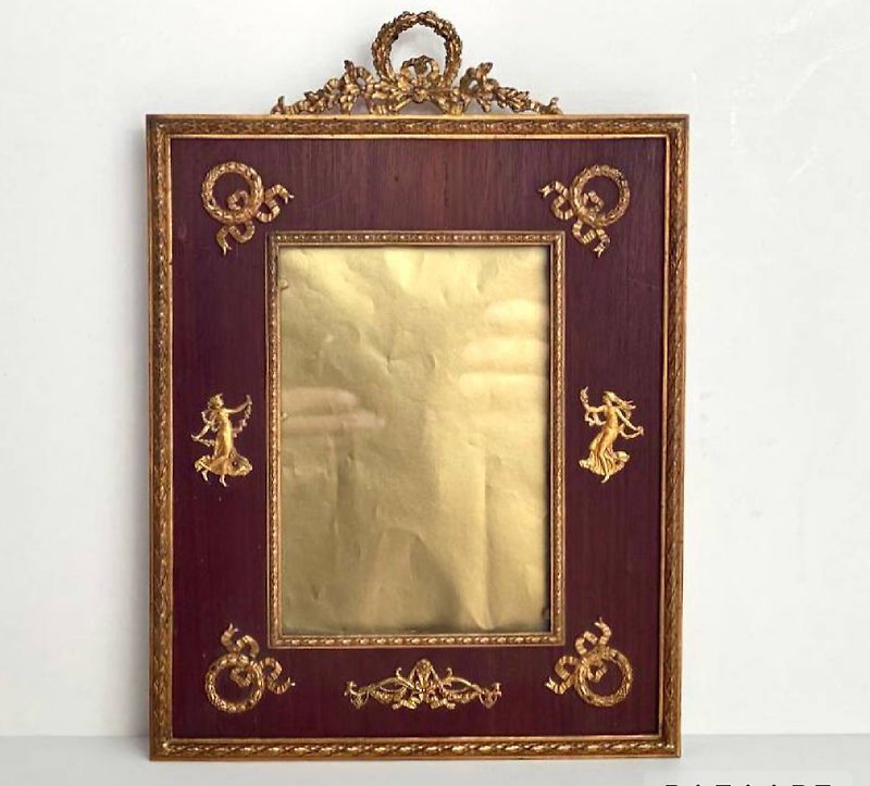 Awesome Antique Photo Frame | 19th Century Gilt Bronze and Mahogany Photo Frame - Picture Frames - Wood Multicolor