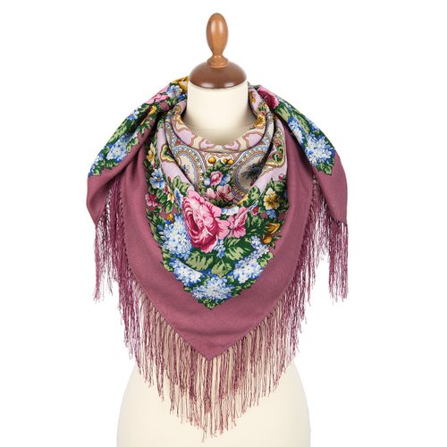 PAVLOVO POSAD SHAWLS Authentic Pavlovo Posad Russian Shawl Scarf Soft 100% Wool 89x89 cm 1829-2