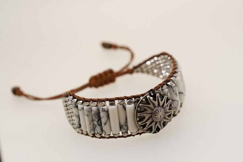 Vintage Men bracelet with Howlite - Bracelets - Gemstone Gray