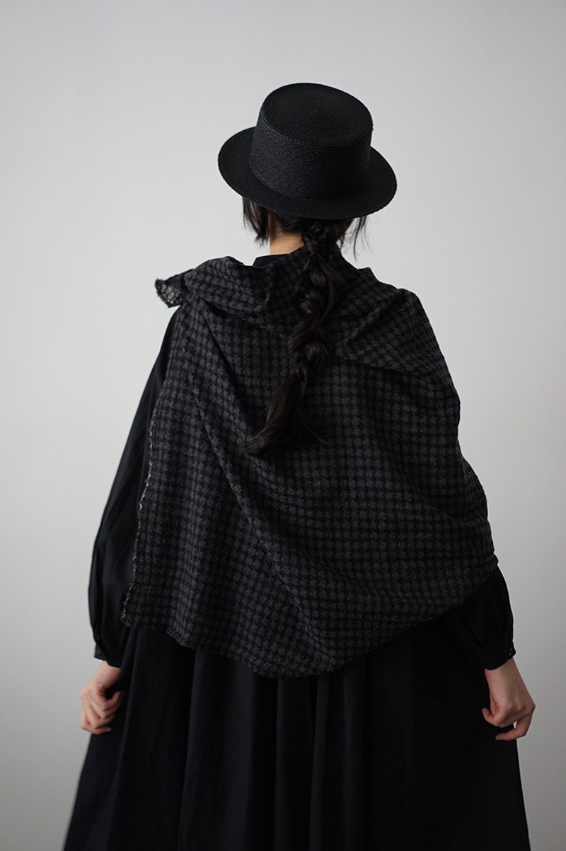 Rectangle Wool Scarf - 圍巾/披肩 - 棉．麻 黑色