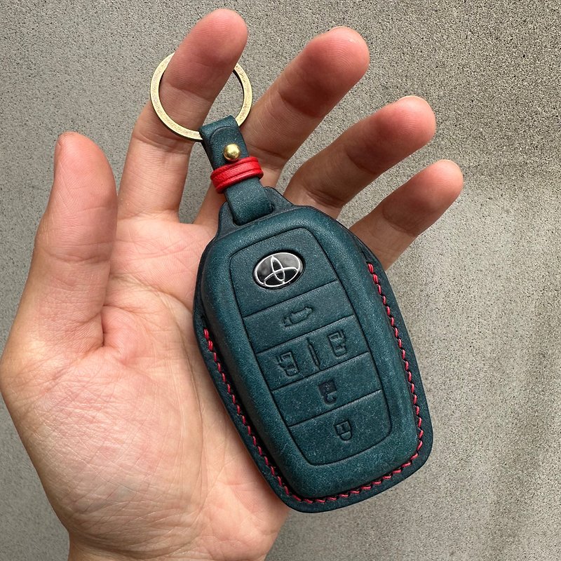 Pueblo Wax Leather car key case, car key cover, toyota Alphard Hilux Land Cruise - Keychains - Genuine Leather Blue