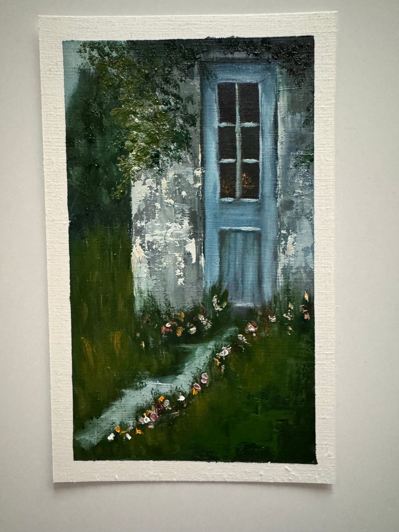 Postcard with real oil painting 21*13 cm - 卡片/明信片 - 紙 