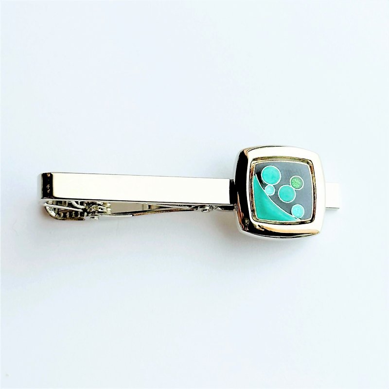 Planet [Emerald] Cloisonne tie clip, pure silver metal cloisonne - Ties & Tie Clips - Other Materials Green
