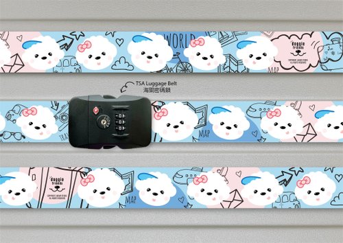 honhonshop TSA海關密碼鎖行李帶比熊圖案
