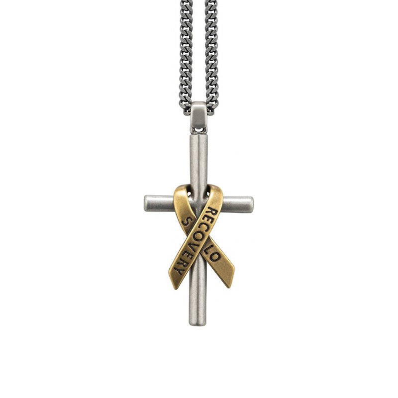 SOLO X RECOVERY Cross Necklace - สร้อยคอ - โลหะ สีเงิน