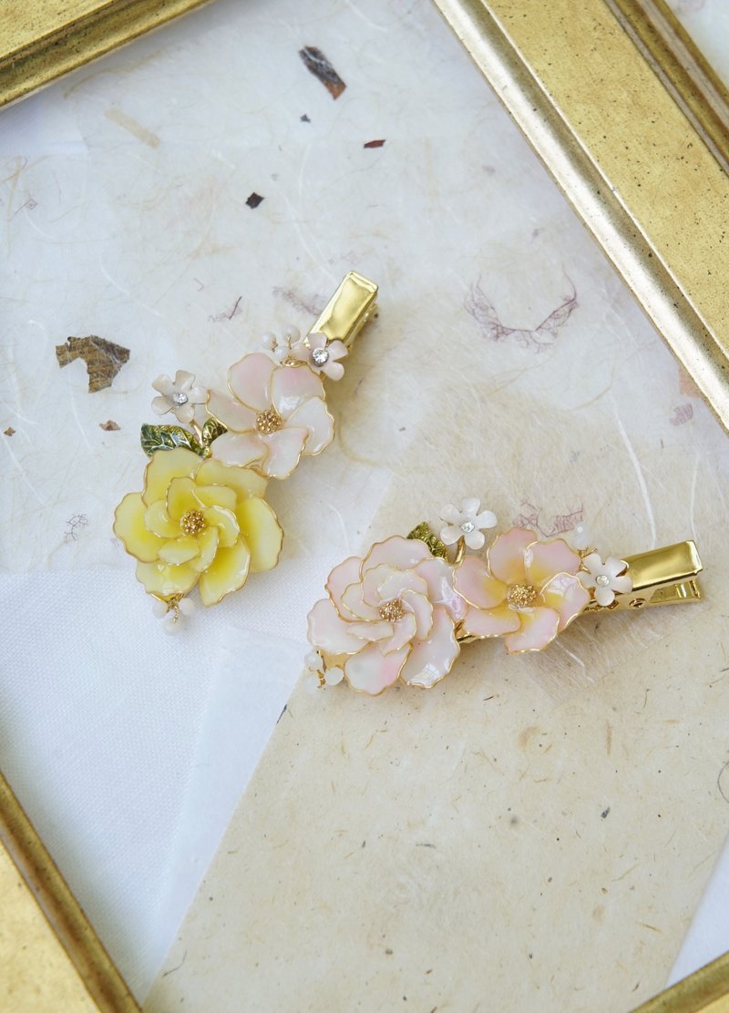 花芙蓉 - 手工樹脂髮夾 飾品 禮物 - 髮夾/髮圈 - 樹脂 黃色