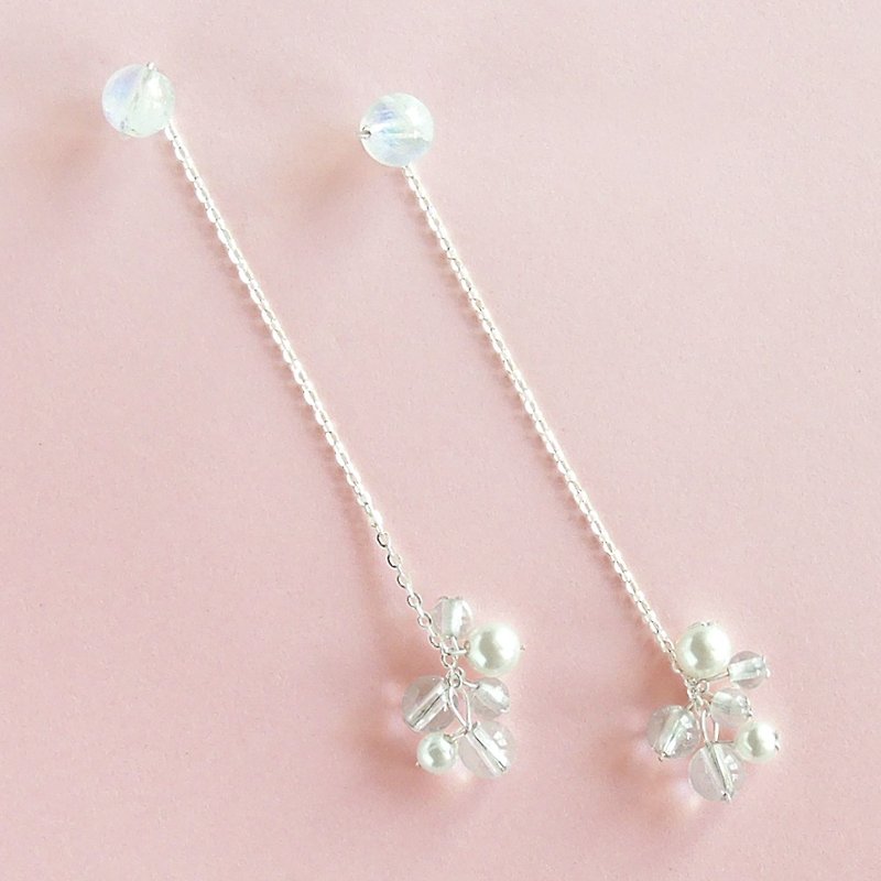 Silent Blue Moonlight Removable Sterling Silver Ear Pins/ Clip-On - ต่างหู - เงินแท้ สีใส