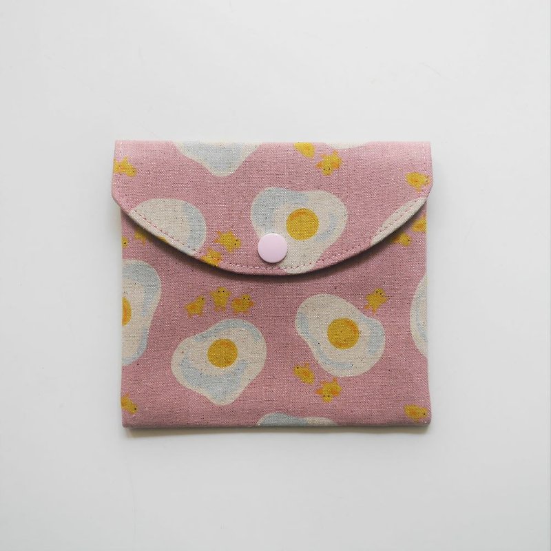 Storage bag/mask storage bag/small object bag/cotton cotton bag = storage small objects, hygiene products, mask = nutrition poached egg = Japanese fabric - Toiletry Bags & Pouches - Cotton & Hemp Pink