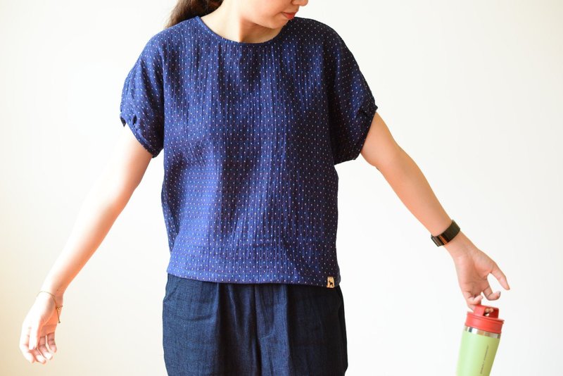 Reversible cotton blouse - 女上衣/長袖上衣 - 棉．麻 