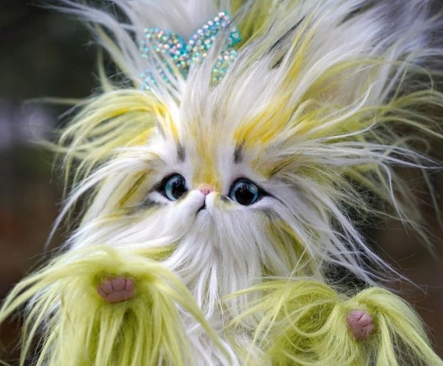 梨人魚の妖精子猫猫ファンタジー人形フェイクファー原生藺草束