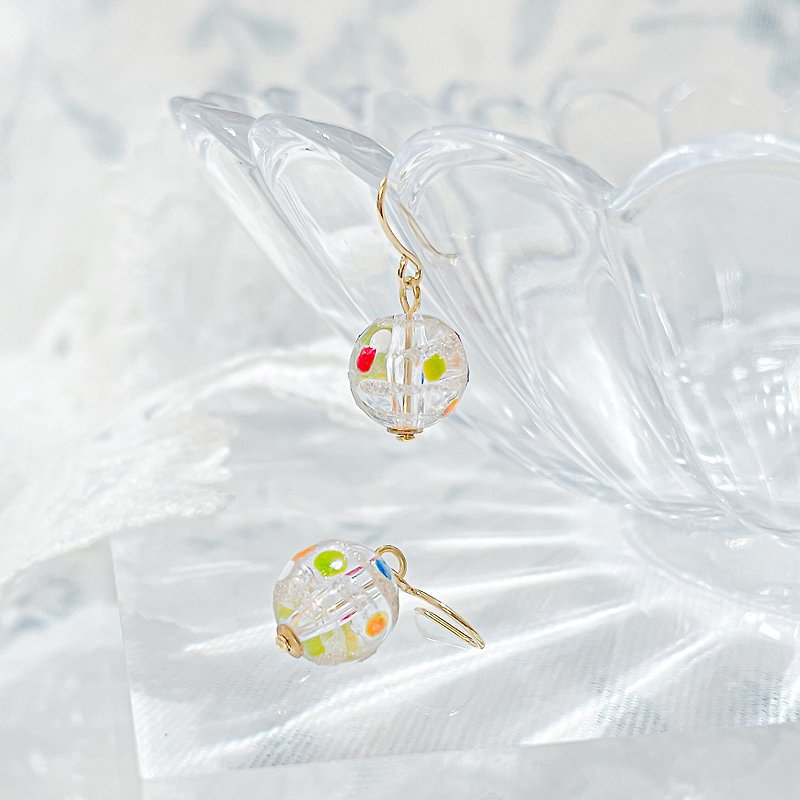 Japan Motif /colorful ball earrings - ต่างหู - อะคริลิค หลากหลายสี