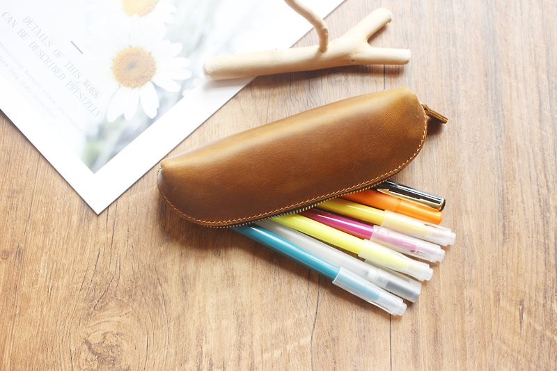 Pen case pen case pen case pen storage bag leather pencil case student stationery storage bag gift - Pencil Cases - Genuine Leather Gray