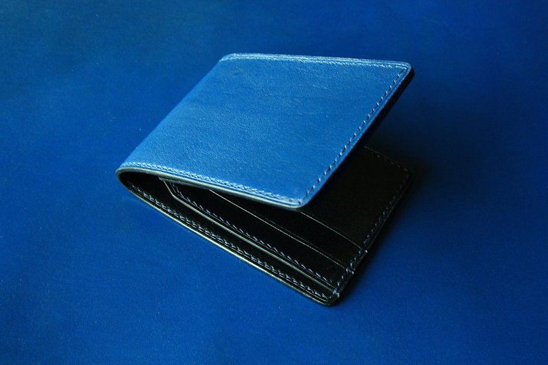 軽量4枚のカードマネークリップ - オーシャンブルー - 財布 - 革 ブルー