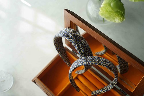 Papas Bow Tie 古董領帶改製手工髮箍-Hermès-深藍-蝴蝶結/窄版情人節禮物