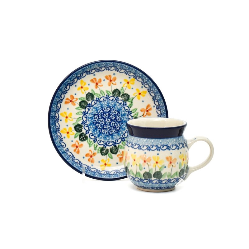 Polish handmade pottery afternoon tea set of 2 - จานและถาด - ดินเผา 