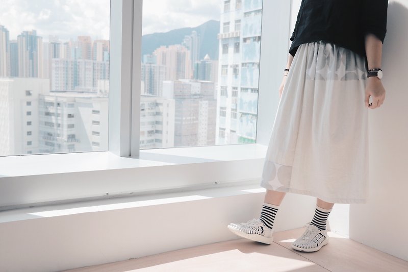 Self-made fight half skirt - กระโปรง - ผ้าฝ้าย/ผ้าลินิน ขาว
