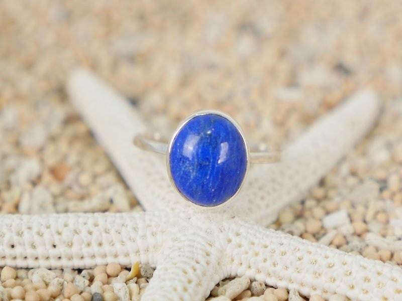 ラピスラズリのシルバーリング - 戒指 - 石頭 藍色