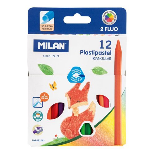 MILAN 西班牙百年經典文具 MILAN 口袋型無毒不沾手六角蠟筆(12色)