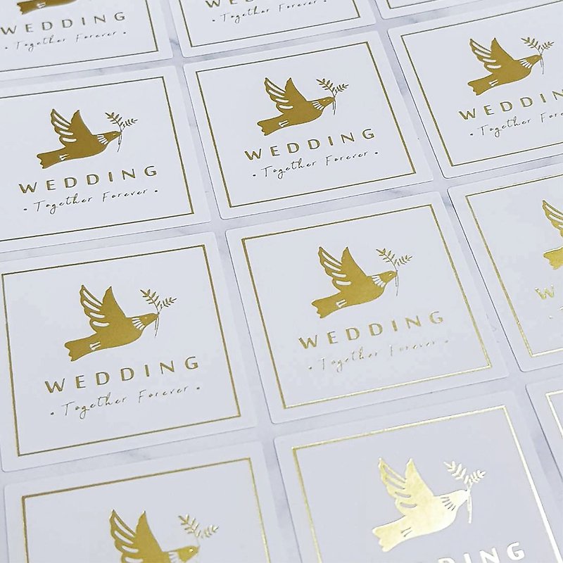 Pearl bronzing bird stickers | wedding invitation stickers | 20 pieces - Wedding Invitations - Paper 
