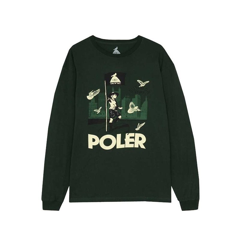 STAPLE X POLER OUTDOOR STUFF LONGSLEEVE long-sleeved top joint model dark green - Men's Sweaters - Cotton & Hemp Green