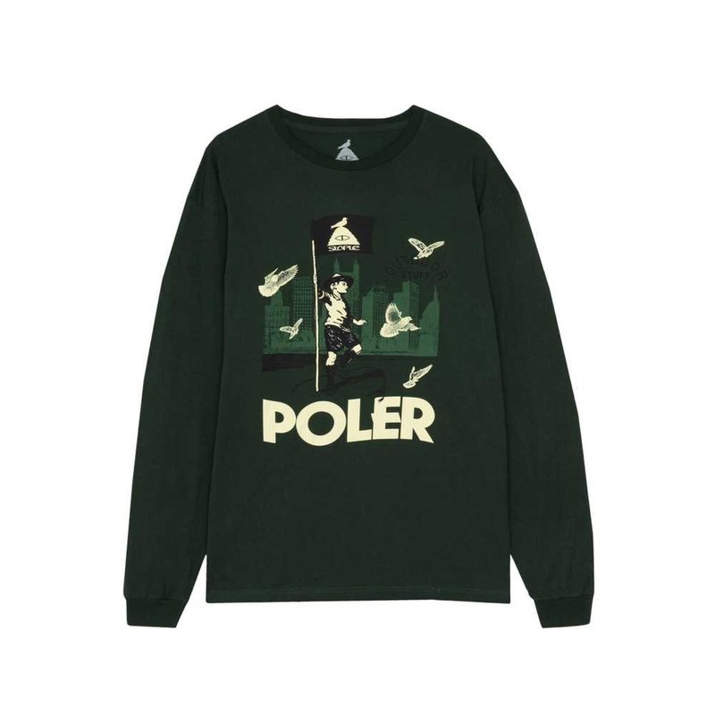 STAPLE X POLER OUTDOOR STUFF LONGSLEEVE 長袖上衣 聯名款 深綠 - 男毛衣/針織衫 - 棉．麻 綠色