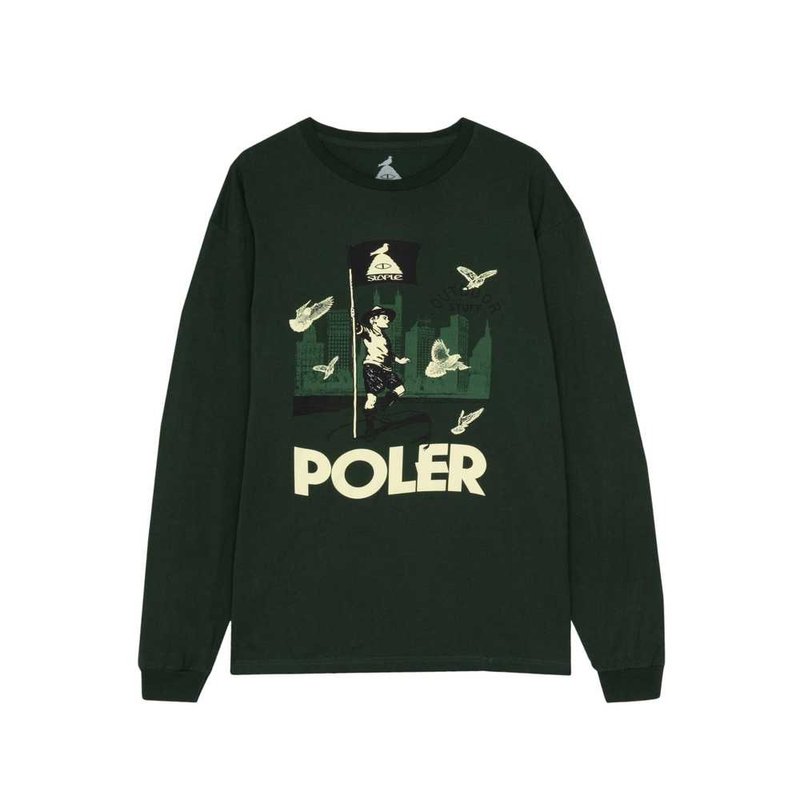 STAPLE X POLER OUTDOOR STUFF LONGSLEEVE long-sleeved top joint model dark green - สเวตเตอร์ผู้ชาย - ผ้าฝ้าย/ผ้าลินิน สีเขียว