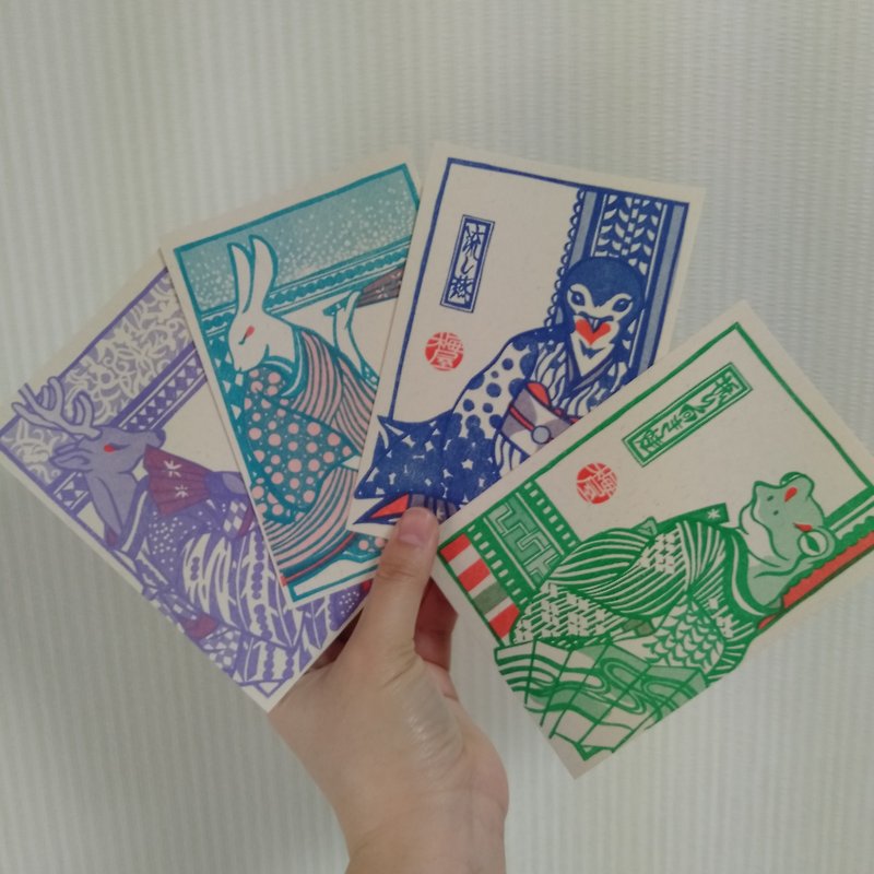 レトロ印刷 ポストカードセット 15 - カード・はがき - 紙 レッド