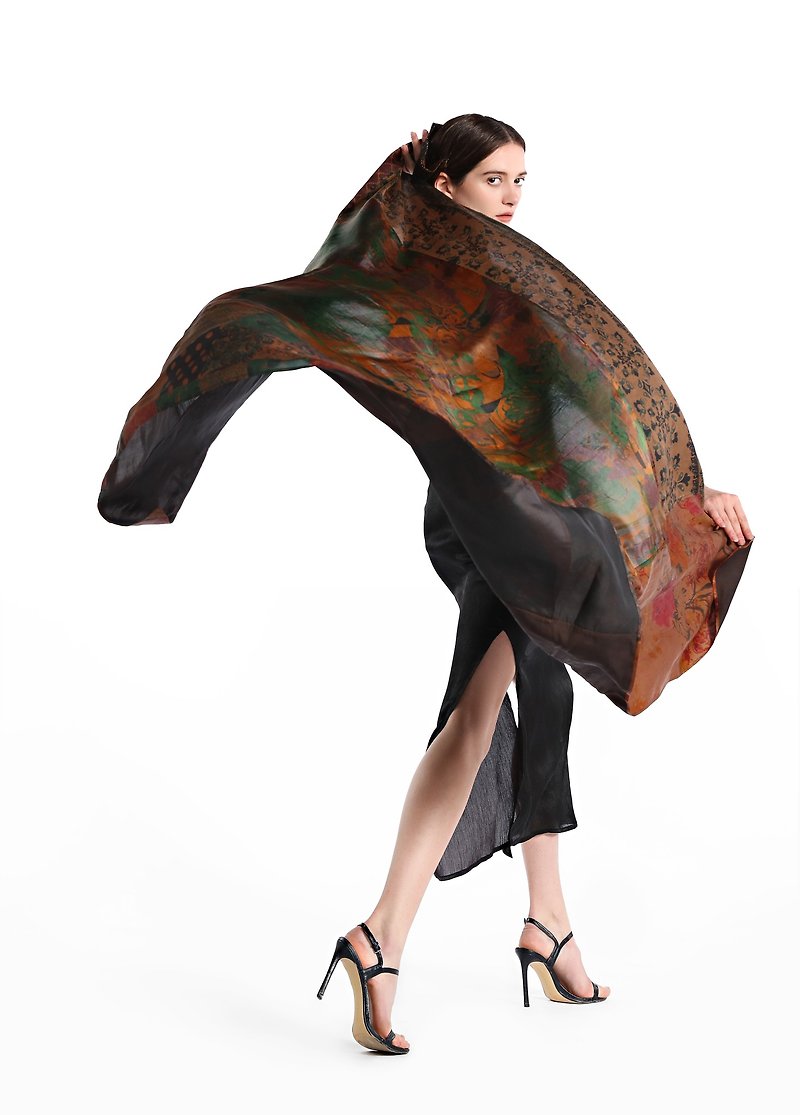 Fragrant cloud yarn splicing art silk scarf doily only one temperature design handmade - Scarves - Silk 