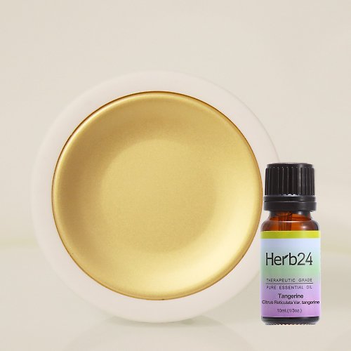 草本24。Herb24 精油擴香組－金色恆溫擴香器 & 紅桔精油 10ml