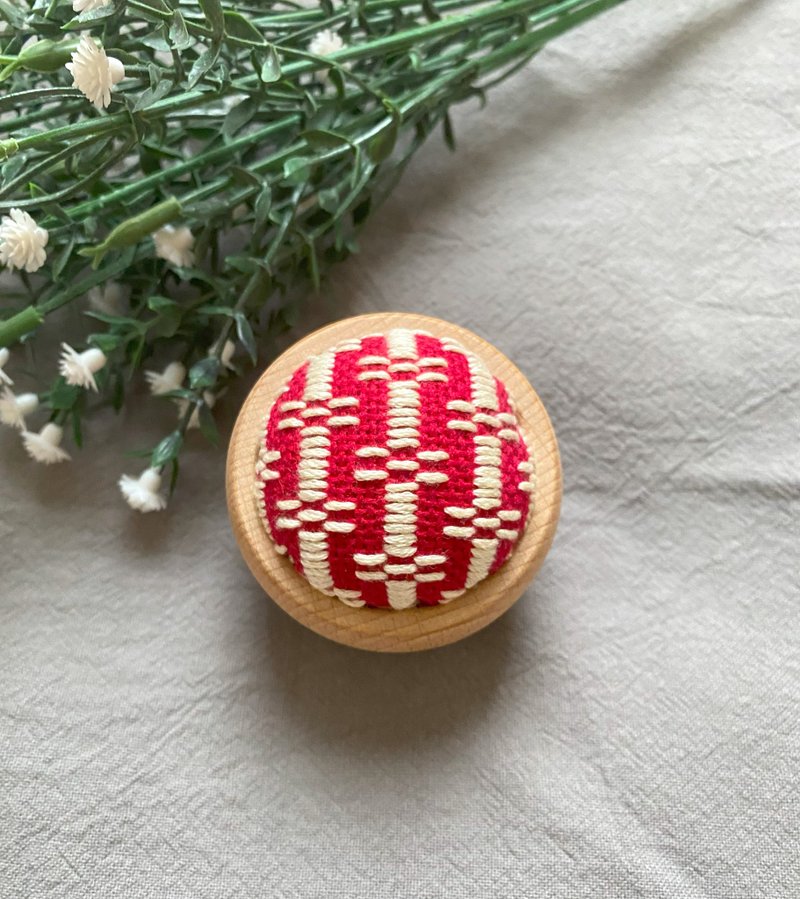 Kogin Embroidery Pin cushion Needle Red Line - Storage - Cotton & Hemp Red