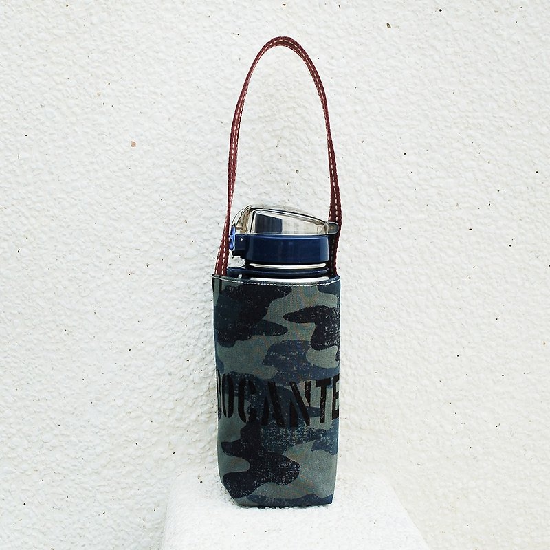 English camouflage water bottle bag - Beverage Holders & Bags - Cotton & Hemp Black