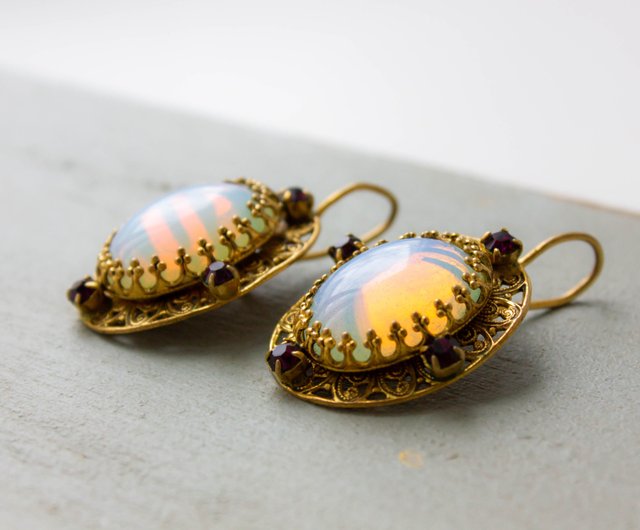 Antique moonstone store earrings