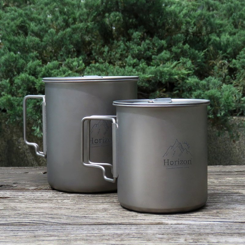 【Horizon Skyline】Pure Titanium Outdoor Camping Mug Double Cup Set (750ml+420ml) - Camping Gear & Picnic Sets - Other Metals 