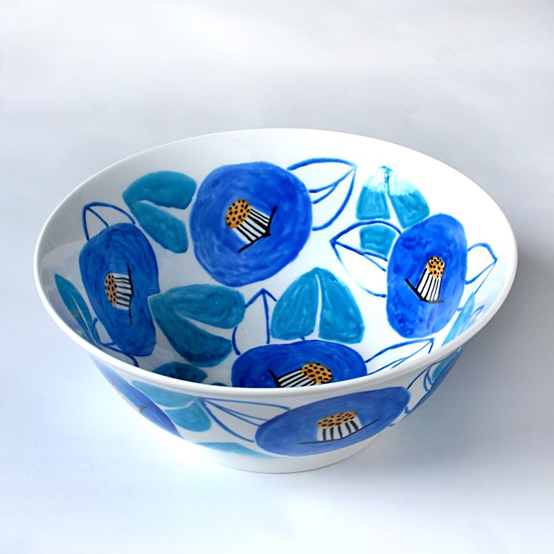 ブルーカメリアの鉢 - 小皿 - 磁器 ブルー