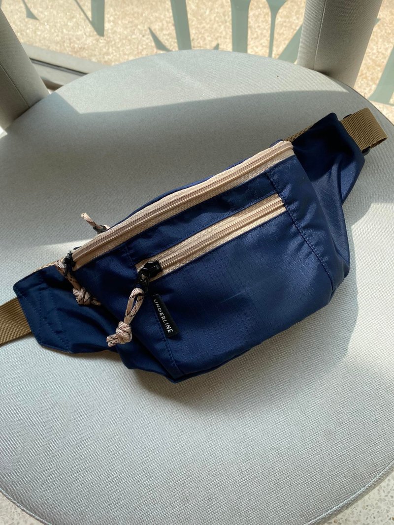 Navy Ripstop Nylon Waistpack / light weight - 側背包/斜背包 - 尼龍 藍色