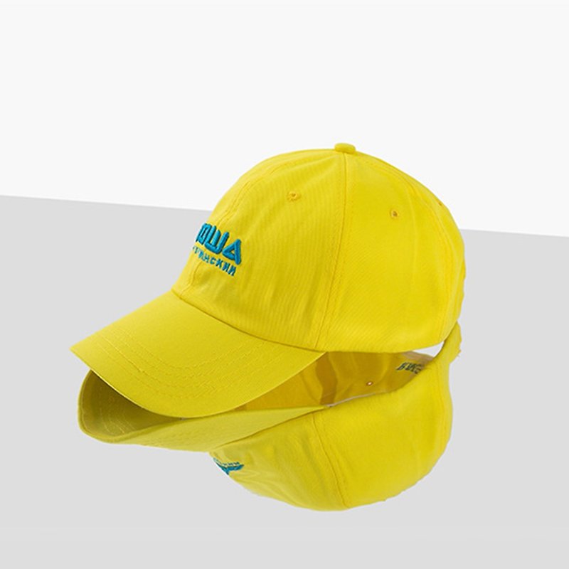 Three-dimensional embroidery macarons cap:: bright yellow:: - Hats & Caps - Cotton & Hemp Yellow