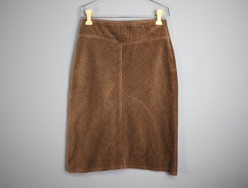 FOAK vintage camel thick corduroy skirt