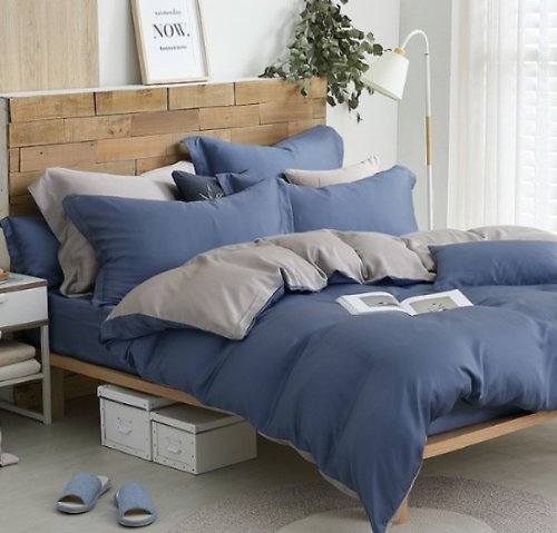 OLIVIA 原創設計寢具 TL2000 牛仔藍X銀灰/300織天絲萊賽爾/床包枕套組/被套(單品)