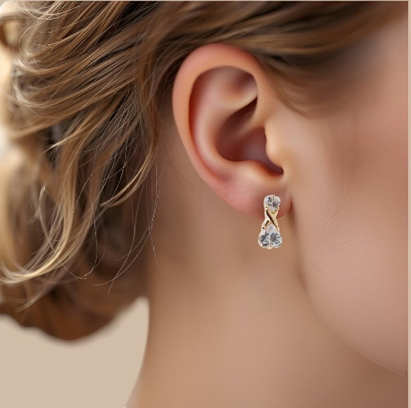 鍍金耳環生日週年禮物創意 TT22 - 耳環/耳夾/耳骨夾 - 銅/黃銅 金色