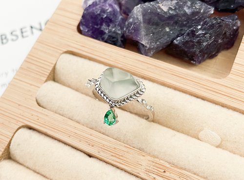 Pine St. Jewelry 松樹街輕奢珠寶 14K純金鑲 天然緬甸翡翠 祖母綠 鑽石 戒指