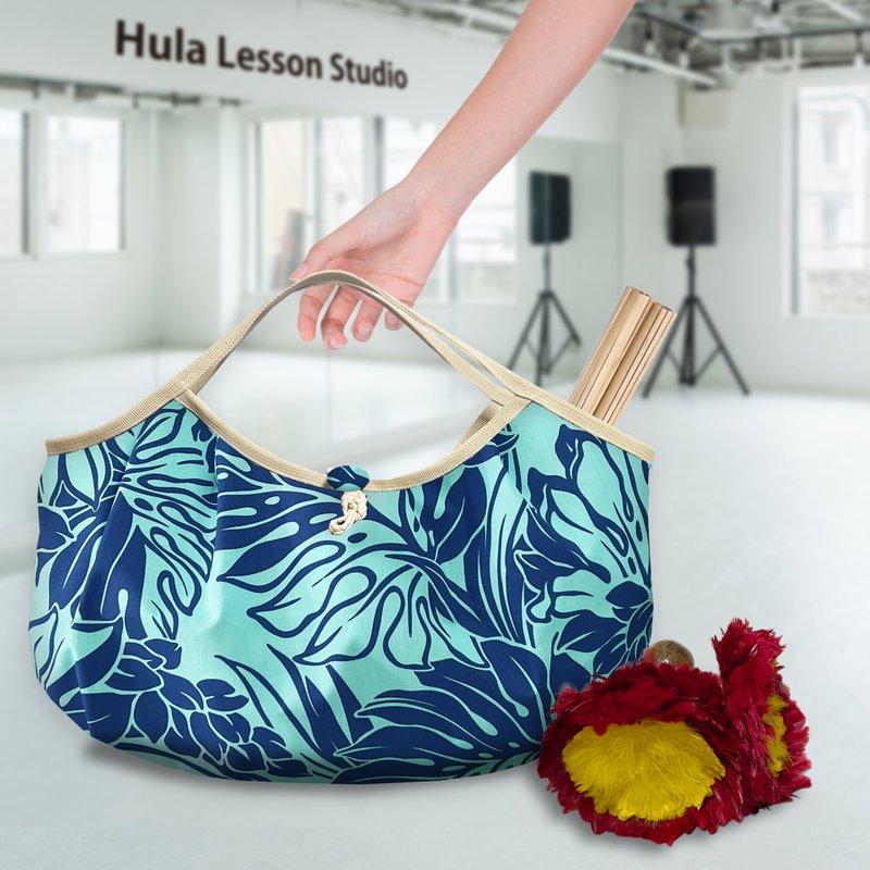 Hawaiian_Ohanabag/フラレッスン用バッグ【ブルーシェルジンジャー】 - 側背包/斜背包 - 棉．麻 藍色