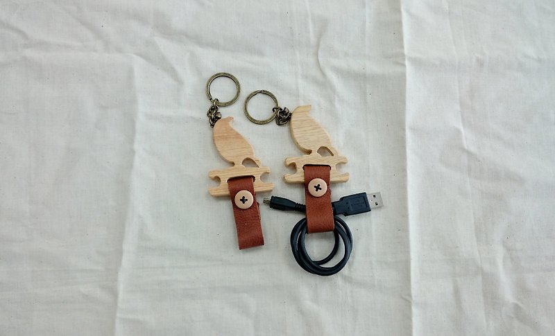 小鳥集線器鑰匙圈 - 鑰匙圈/鑰匙包 - 木頭 多色