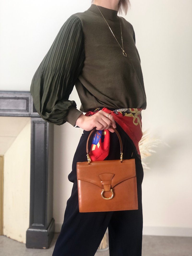 【 日本直送　名牌中古包 】CELINE セリーヌ ハンドバッグ ブラウン ホースビット レザー vintage ヴィンテージ オールド w8t6ny - 手提包/手提袋 - 真皮 咖啡色