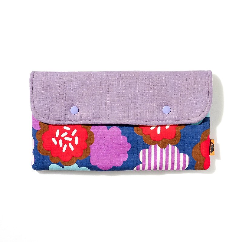 [Su Ground. Dawn】Switch Protection Bag-Drunken Purple Flower - Clutch Bags - Cotton & Hemp Purple