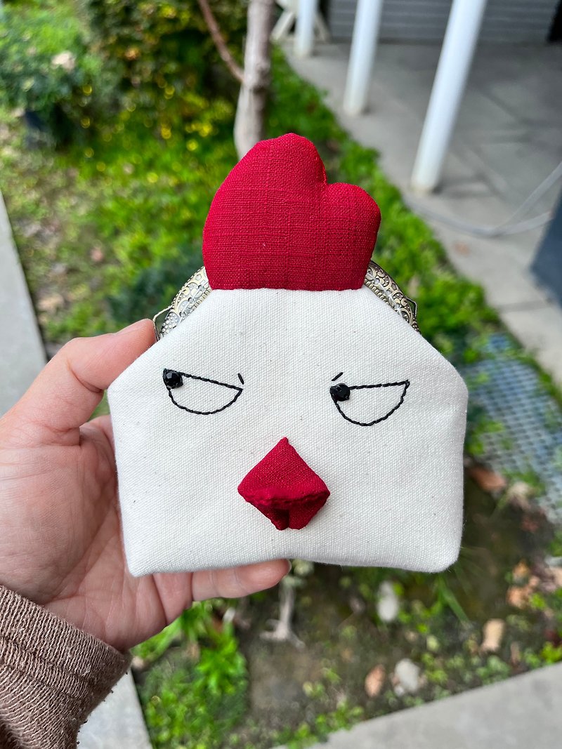 Pretty Grumpy Chicken - กระเป๋าใส่เหรียญ - ผ้าฝ้าย/ผ้าลินิน 