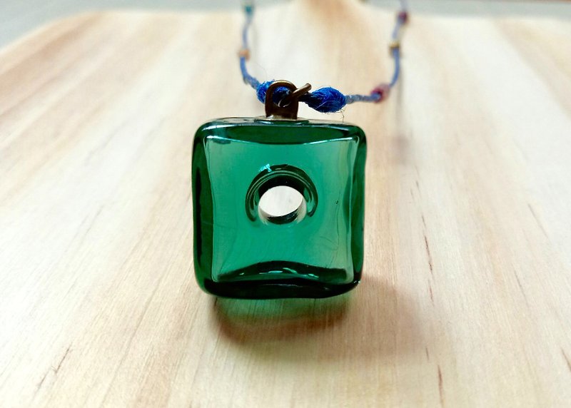 Bule Essential Oil Bottle Necklace - Necklaces - Colored Glass Blue