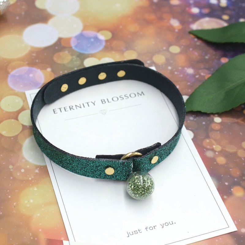 Starry Sky 許願球鉻綠色 Choker –粗款 - 項鍊 - 真皮 綠色