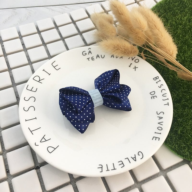W&C Handmade||The Age of Innocence|| Navy + White Dot Hairpin - Hair Accessories - Other Materials Blue