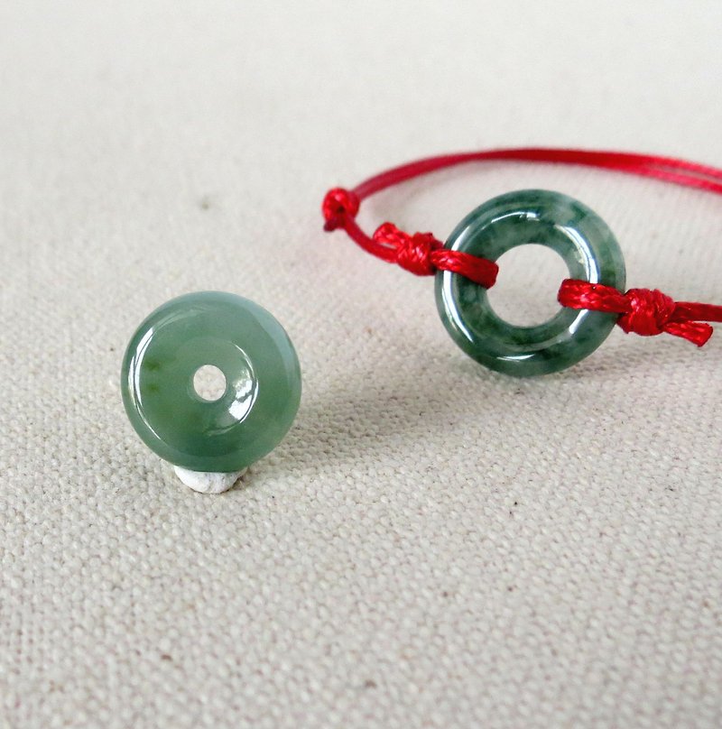 Benming Year [Peace‧Ruyi] Ping An Button Korean Wax Thread Bracelet*GB07*Lucky and safe - Bracelets - Gemstone Green