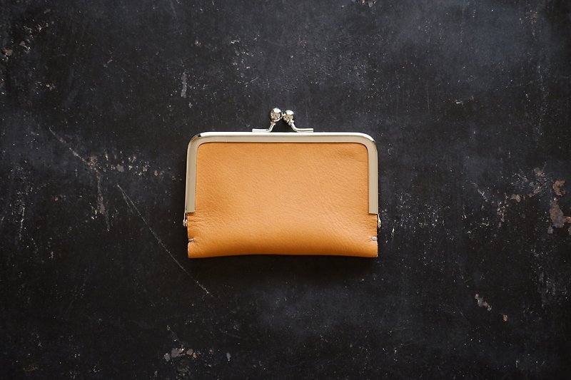 Leather business card (card) case / Camel / pig suede / gift also